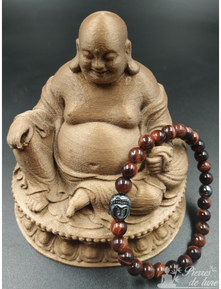 Création bracelet en pierre Oeil de Taureau et une tête de bouddha Hématite
