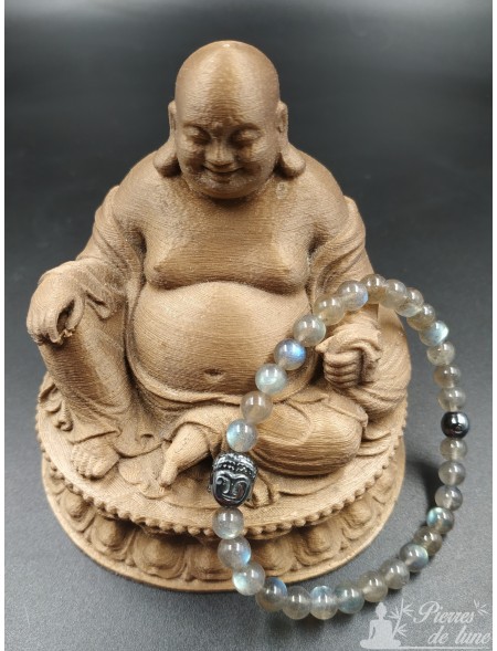 Création bracelet en pierre Labradorite et une tête de Bouddha Hématite